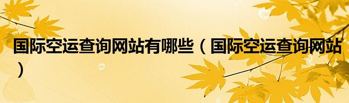 國際空運查詢網(wǎng)站有哪些（國際空運查詢網(wǎng)站）