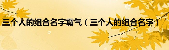 三個(gè)人的組合名字霸氣（三個(gè)人的組合名字）