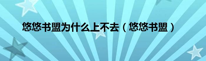 悠悠書盟為什么上不去（悠悠書盟）