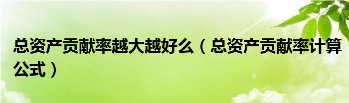 總資產(chǎn)貢獻(xiàn)率越大越好么（總資產(chǎn)貢獻(xiàn)率計(jì)算公式）