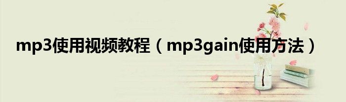 mp3使用視頻教程（mp3gain使用方法）