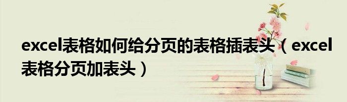 excel表格如何給分頁的表格插表頭（excel表格分頁加表頭）