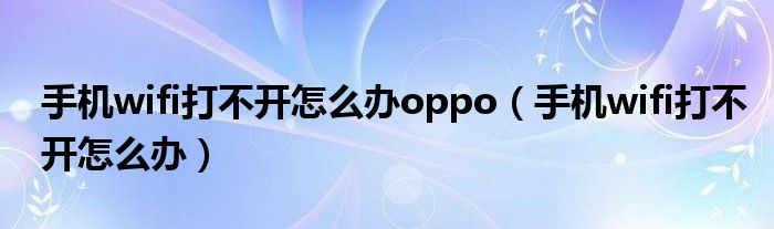 手機(jī)wifi打不開(kāi)怎么辦oppo（手機(jī)wifi打不開(kāi)怎么辦）
