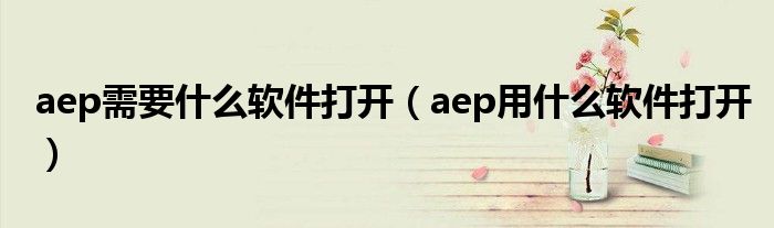 aep需要什么軟件打開（aep用什么軟件打開）