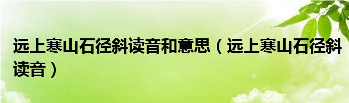 遠上寒山石徑斜讀音和意思（遠上寒山石徑斜讀音）
