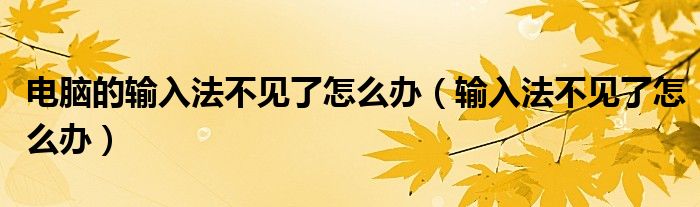 電腦的輸入法不見了怎么辦（輸入法不見了怎么辦）