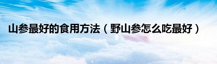 山參最好的食用方法（野山參怎么吃最好）