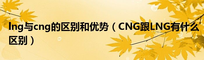 lng與cng的區(qū)別和優(yōu)勢(shì)（CNG跟LNG有什么區(qū)別）