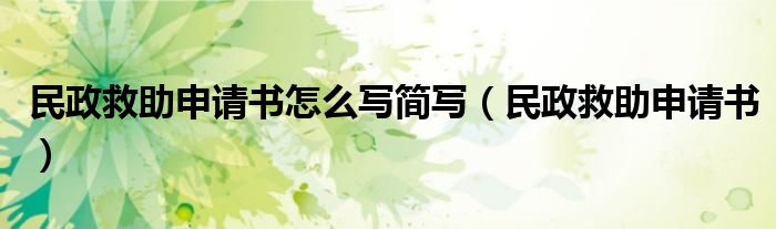 民政救助申請書怎么寫簡寫（民政救助申請書）