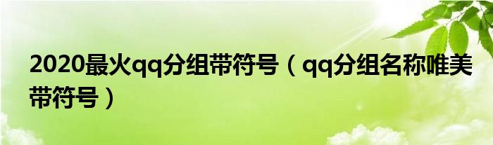 2020最火qq分組帶符號（qq分組名稱唯美帶符號）