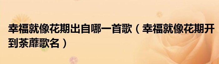 幸福就像花期出自哪一首歌（幸福就像花期開到荼蘼歌名）