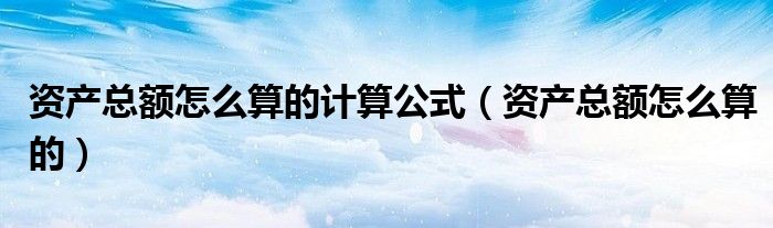 資產(chǎn)總額怎么算的計(jì)算公式（資產(chǎn)總額怎么算的）