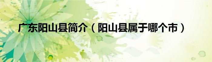 廣東陽(yáng)山縣簡(jiǎn)介（陽(yáng)山縣屬于哪個(gè)市）
