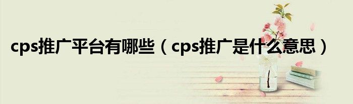 cps推廣平臺有哪些（cps推廣是什么意思）