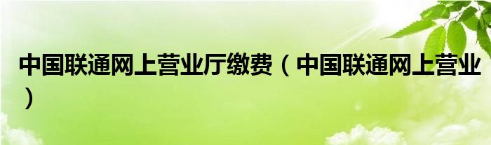 中國(guó)聯(lián)通網(wǎng)上營(yíng)業(yè)廳繳費(fèi)（中國(guó)聯(lián)通網(wǎng)上營(yíng)業(yè)）