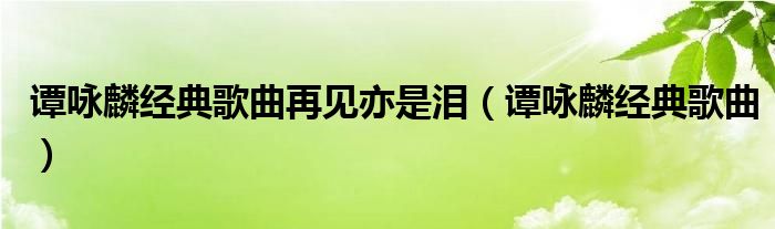 譚詠麟經(jīng)典歌曲再見亦是淚（譚詠麟經(jīng)典歌曲）