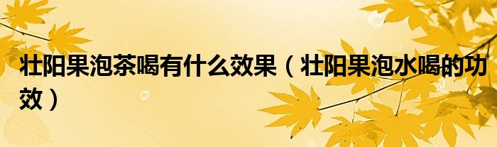 壯陽果泡茶喝有什么效果（壯陽果泡水喝的功效）