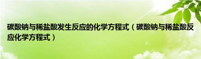 碳酸鈉與稀鹽酸發(fā)生反應的化學方程式（碳酸鈉與稀鹽酸反應化學方程式）