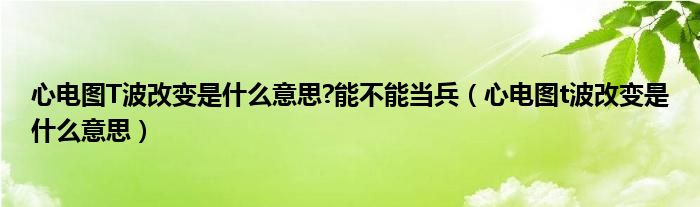 心電圖T波改變是什么意思?能不能當(dāng)兵（心電圖t波改變是什么意思）