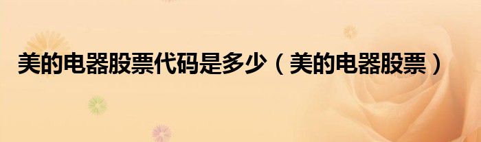 美的電器股票代碼是多少（美的電器股票）