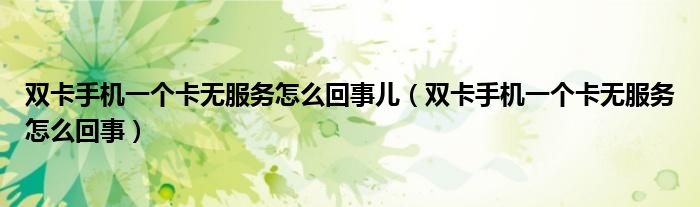雙卡手機一個卡無服務怎么回事兒（雙卡手機一個卡無服務怎么回事）