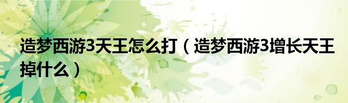 造夢(mèng)西游3天王怎么打（造夢(mèng)西游3增長(zhǎng)天王掉什么）