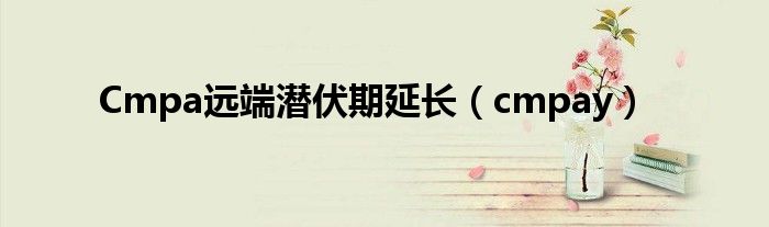 Cmpa遠(yuǎn)端潛伏期延長(zhǎng)（cmpay）