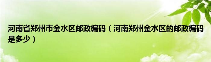 河南省鄭州市金水區(qū)郵政編碼（河南鄭州金水區(qū)的郵政編碼是多少）