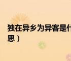獨(dú)在異鄉(xiāng)為異客是什么意思（獨(dú)在異鄉(xiāng)為異客的異是什么意思）
