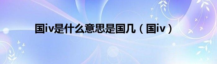 國iv是什么意思是國幾（國iv）