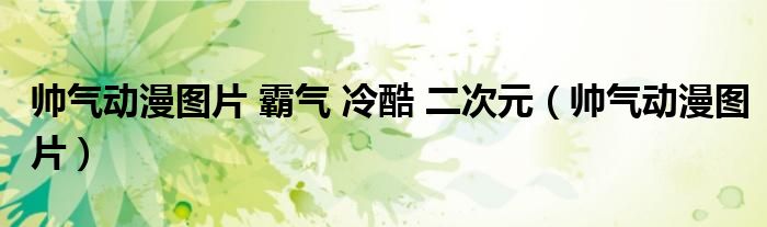 帥氣動(dòng)漫圖片 霸氣 冷酷 二次元（帥氣動(dòng)漫圖片）