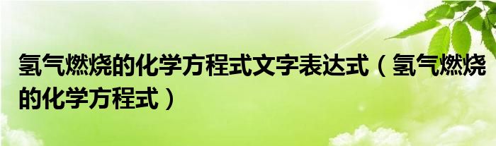 氫氣燃燒的化學(xué)方程式文字表達(dá)式（氫氣燃燒的化學(xué)方程式）