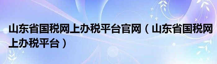 山東省國(guó)稅網(wǎng)上辦稅平臺(tái)官網(wǎng)（山東省國(guó)稅網(wǎng)上辦稅平臺(tái)）
