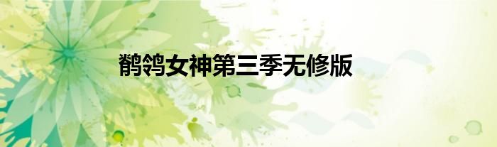 鹡鸰女神第三季無修版