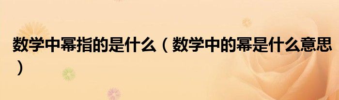 數學中冪指的是什么（數學中的冪是什么意思）