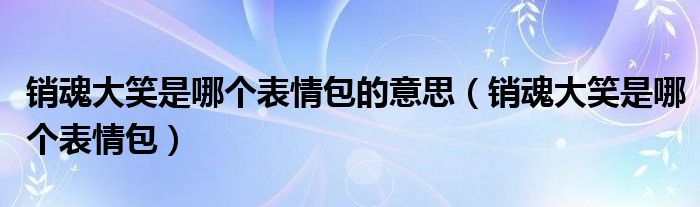 銷魂大笑是哪個表情包的意思（銷魂大笑是哪個表情包）