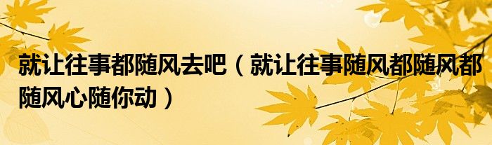 就讓往事都隨風(fēng)去吧（就讓往事隨風(fēng)都隨風(fēng)都隨風(fēng)心隨你動(dòng)）