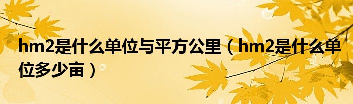 hm2是什么單位與平方公里（hm2是什么單位多少畝）
