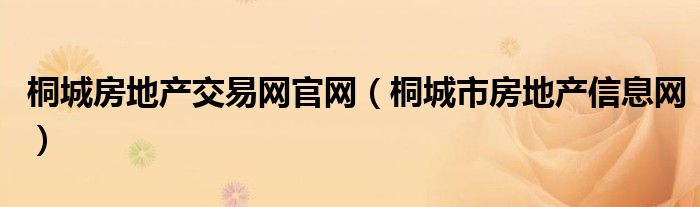 桐城房地產(chǎn)交易網(wǎng)官網(wǎng)（桐城市房地產(chǎn)信息網(wǎng)）