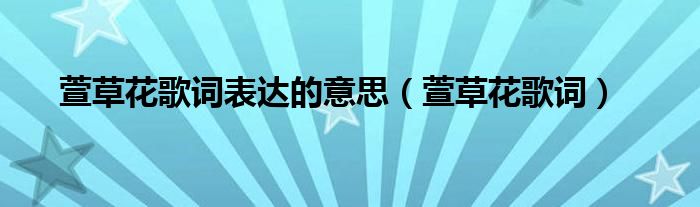 萱草花歌詞表達(dá)的意思（萱草花歌詞）