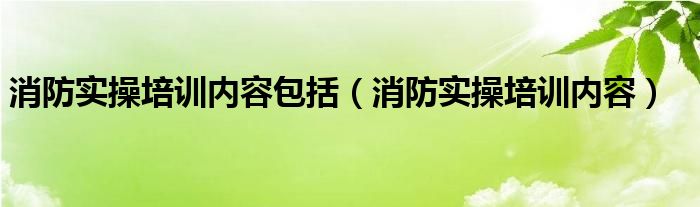 消防實操培訓內(nèi)容包括（消防實操培訓內(nèi)容）