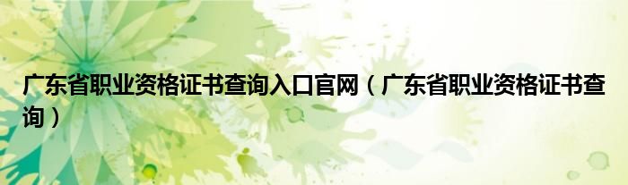 廣東省職業(yè)資格證書查詢?nèi)肟诠倬W(wǎng)（廣東省職業(yè)資格證書查詢）