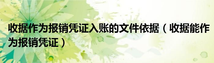收據(jù)作為報銷憑證入賬的文件依據(jù)（收據(jù)能作為報銷憑證）