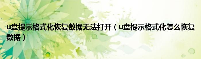 u盤提示格式化恢復(fù)數(shù)據(jù)無(wú)法打開（u盤提示格式化怎么恢復(fù)數(shù)據(jù)）