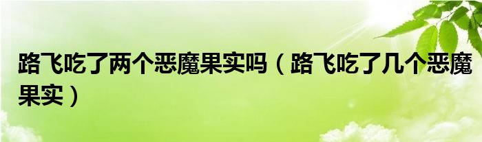 路飛吃了兩個(gè)惡魔果實(shí)嗎（路飛吃了幾個(gè)惡魔果實(shí)）