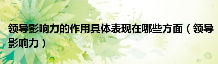 領(lǐng)導影響力的作用具體表現(xiàn)在哪些方面（領(lǐng)導影響力）