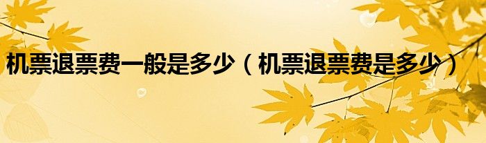 機(jī)票退票費(fèi)一般是多少（機(jī)票退票費(fèi)是多少）