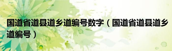 國(guó)道省道縣道鄉(xiāng)道編號(hào)數(shù)字（國(guó)道省道縣道鄉(xiāng)道編號(hào)）