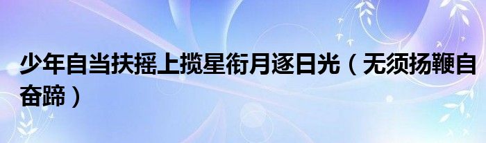 少年自當(dāng)扶搖上攬星銜月逐日光（無須揚鞭自奮蹄）