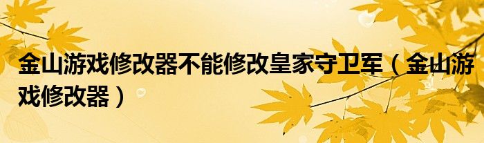 金山游戲修改器不能修改皇家守衛(wèi)軍（金山游戲修改器）